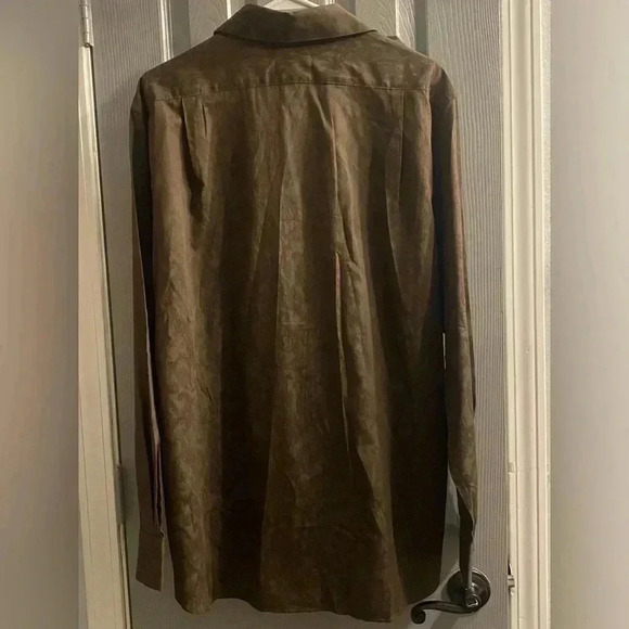 Mens Structure button up long sleeve with pocket in brown with a paisley design - Picture 10 of 10